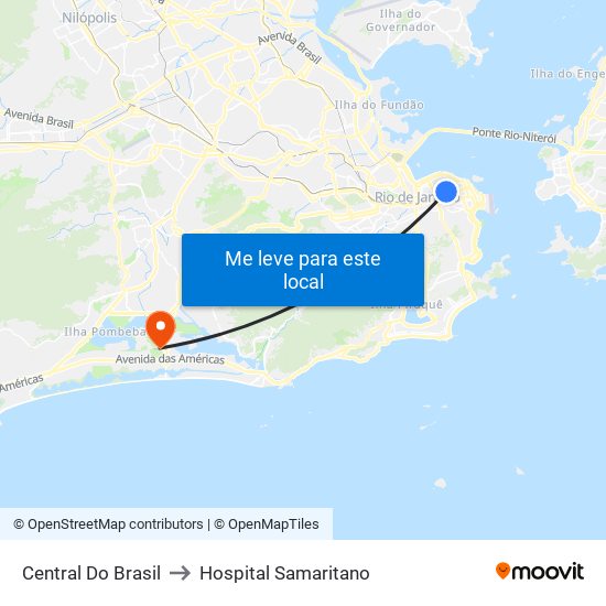 Central Do Brasil to Hospital Samaritano map