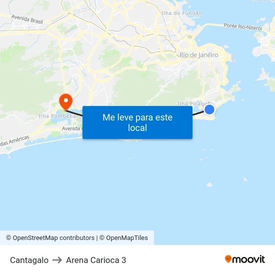 Cantagalo to Arena Carioca 3 map