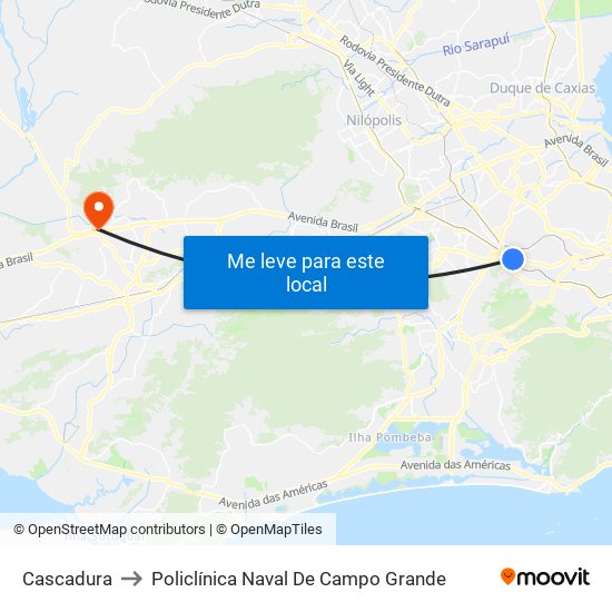 Cascadura to Policlínica Naval De Campo Grande map