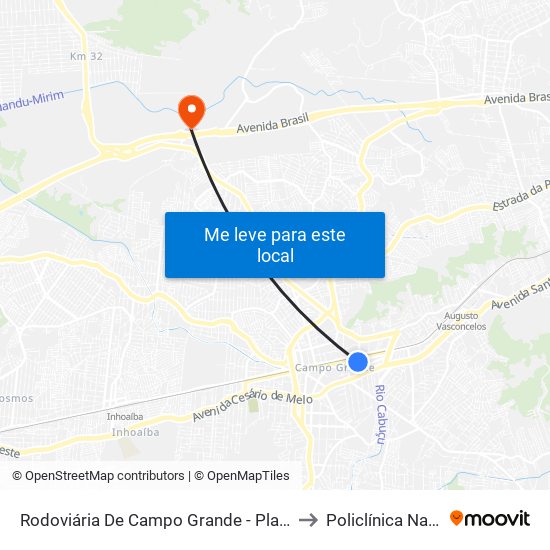 Rodoviária De Campo Grande - Plataforma D (Campo Grande E Jabour - Executivo) to Policlínica Naval De Campo Grande map