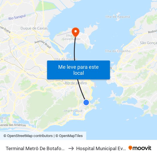 Terminal Metrô De Botafogo (Vila Isabel) to Hospital Municipal Evandro Freire map