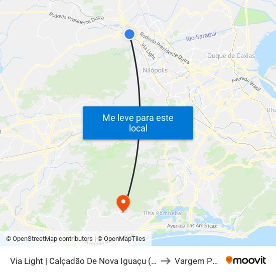Via Light | Calçadão De Nova Iguaçu (Sentido Pavuna) to Vargem Pequena map