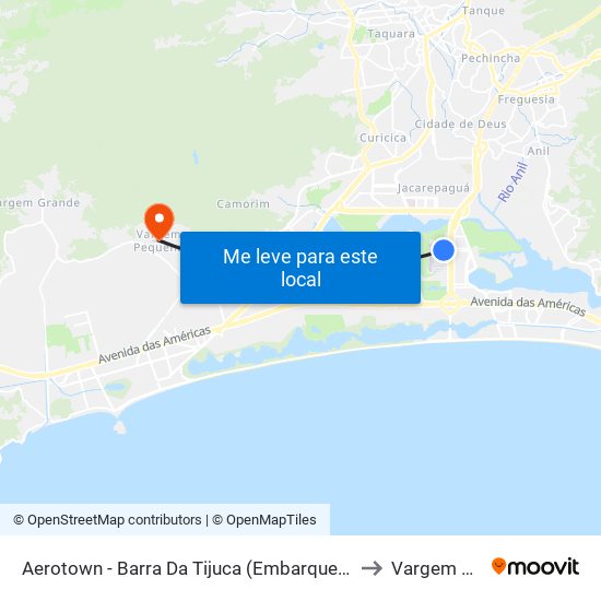 Aerotown - Barra Da Tijuca (Embarque E Desembarque - 1001) to Vargem Pequena map