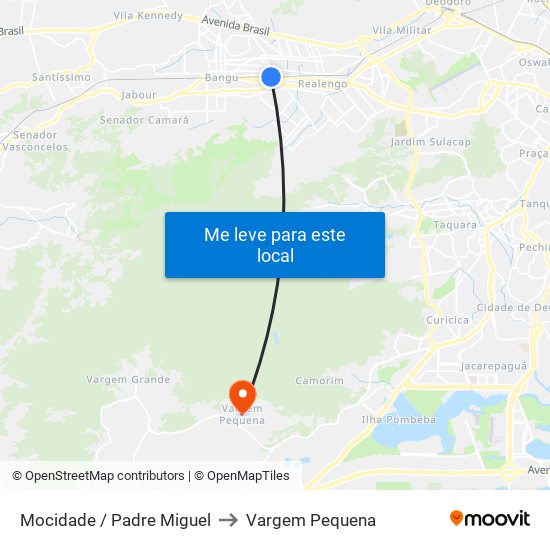 Mocidade / Padre Miguel to Vargem Pequena map