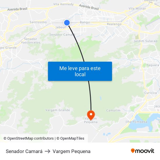 Senador Camará to Vargem Pequena map