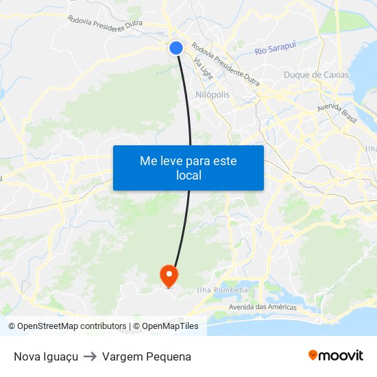 Nova Iguaçu to Vargem Pequena map