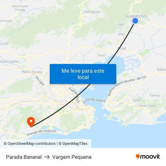 Parada Bananal to Vargem Pequena map