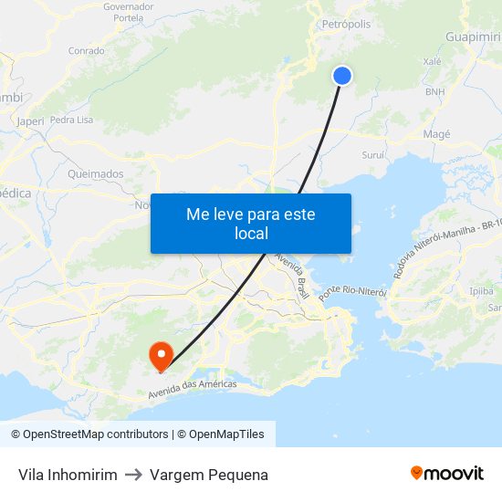 Vila Inhomirim to Vargem Pequena map