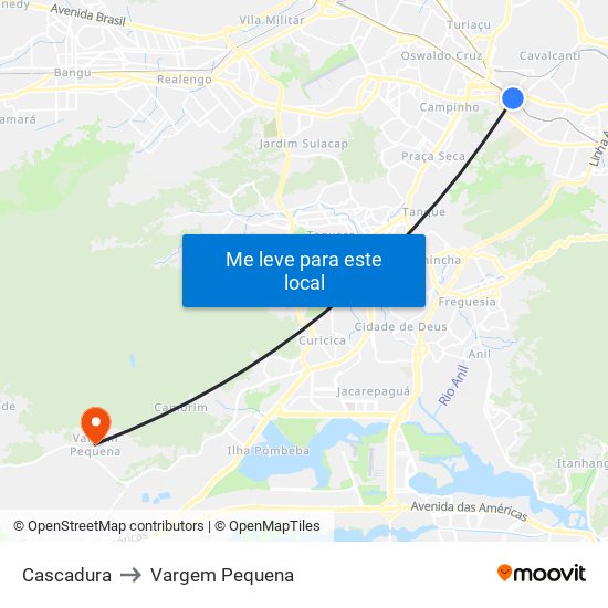 Cascadura to Vargem Pequena map