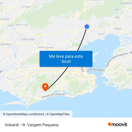 Imbariê to Vargem Pequena map