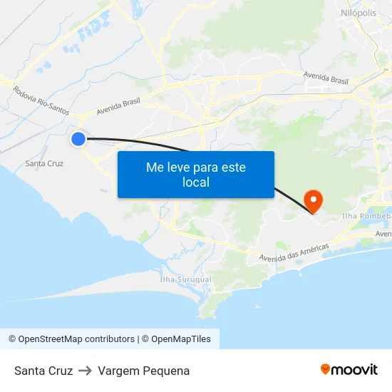 Santa Cruz to Vargem Pequena map