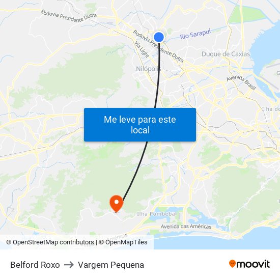 Belford Roxo to Vargem Pequena map