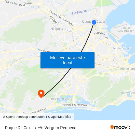 Duque De Caxias to Vargem Pequena map