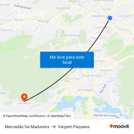 Mercadão De Madureira to Vargem Pequena map