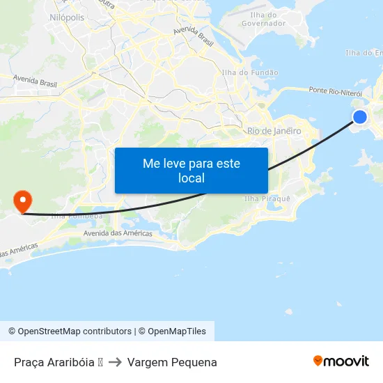 Praça Araribóia ⛴ to Vargem Pequena map