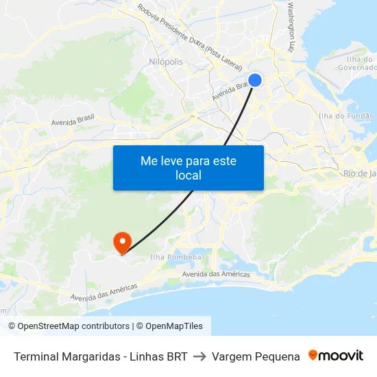 Terminal Margaridas - Linhas BRT to Vargem Pequena map