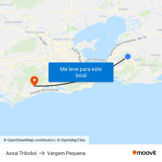 Assaí Tribobó to Vargem Pequena map