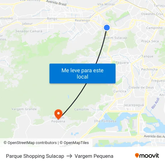 Parque Shopping Sulacap to Vargem Pequena map