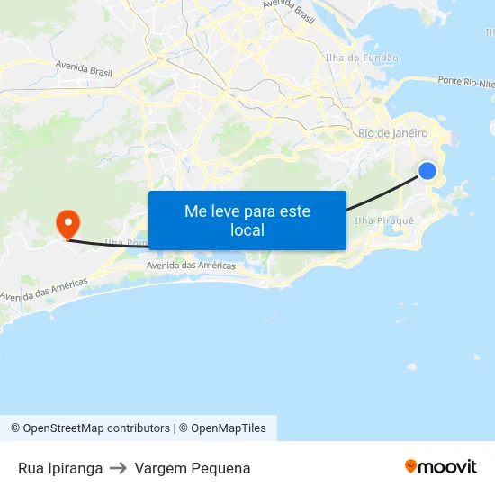 Rua Ipiranga to Vargem Pequena map