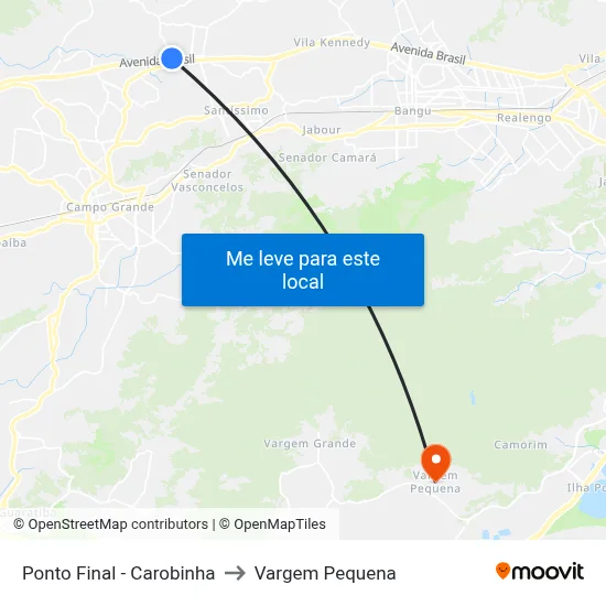 Ponto Final - Carobinha to Vargem Pequena map