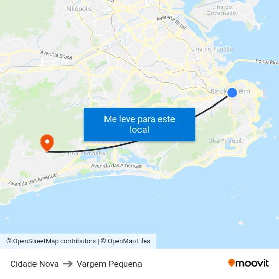 Cidade Nova to Vargem Pequena map