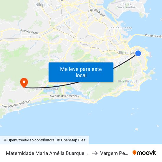 Maternidade Maria Amélia Buarque De Hollanda to Vargem Pequena map