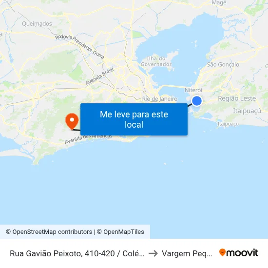 Rua Gavião Peixoto, 410-420 / Colégio Mv1 to Vargem Pequena map