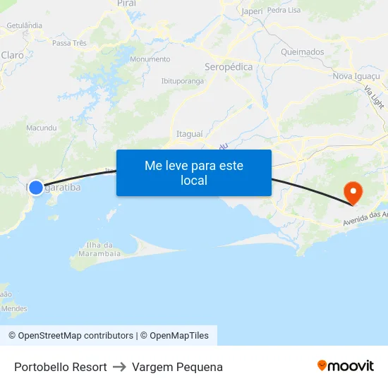 Portobello Resort to Vargem Pequena map