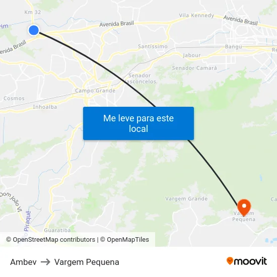 Ambev to Vargem Pequena map