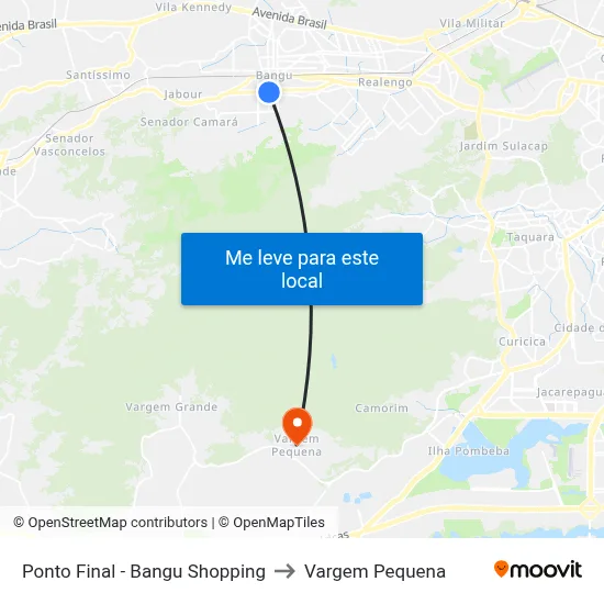 Ponto Final - Bangu Shopping to Vargem Pequena map