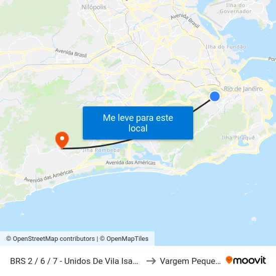 BRS 2 / 6 / 7 - Unidos De Vila Isabel I to Vargem Pequena map