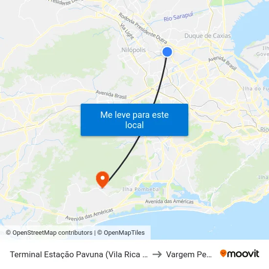 Terminal Estação Pavuna (Vila Rica / São José) to Vargem Pequena map