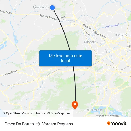 Praça Do Batuta to Vargem Pequena map