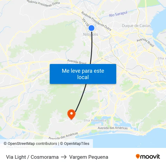 Via Light / Cosmorama to Vargem Pequena map