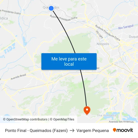 Ponto Final - Queimados (Fazeni) to Vargem Pequena map