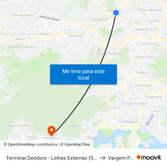 Terminal Deodoro - Linhas Externas (Sentido Avenida Brasil) to Vargem Pequena map