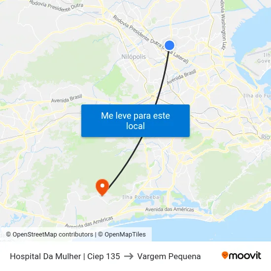 Hospital Da Mulher | Ciep 135 to Vargem Pequena map