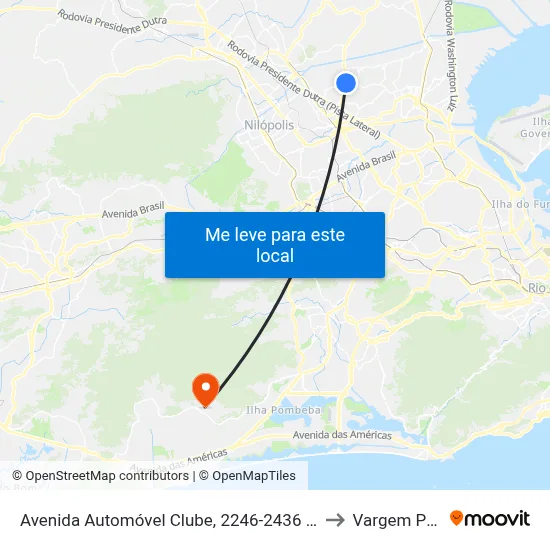 Avenida Automóvel Clube, 2246-2436 | Rio Ville Shopping to Vargem Pequena map