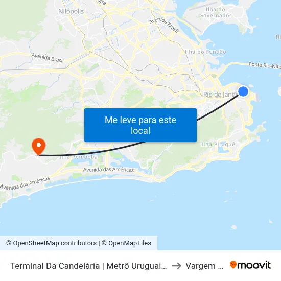 Terminal Da Candelária | Metrô Uruguaiana - Pista Central (Jurema) to Vargem Pequena map