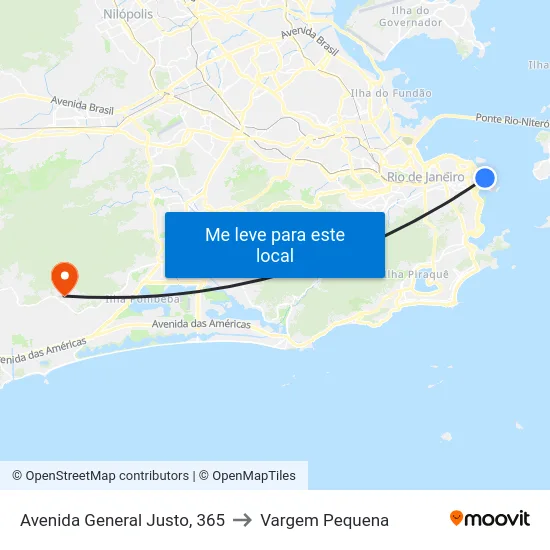 Avenida General Justo, 365 to Vargem Pequena map