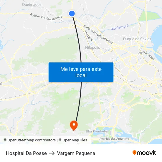 Hospital Da Posse to Vargem Pequena map