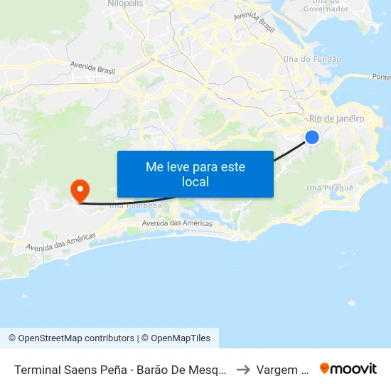 Terminal Saens Peña - Barão De Mesquita (Lourdes / Penha Rio) to Vargem Pequena map