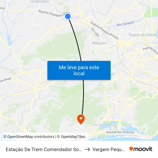 Estação De Trem Comendador Soares to Vargem Pequena map