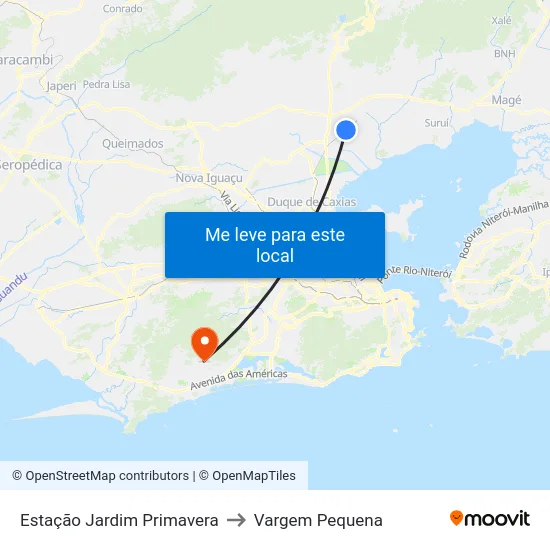 Estação Jardim Primavera to Vargem Pequena map