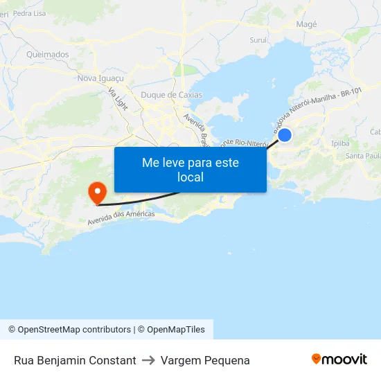 Rua Benjamin Constant to Vargem Pequena map