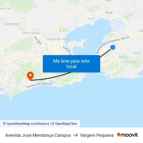 Avenida José Mendonça Campos to Vargem Pequena map