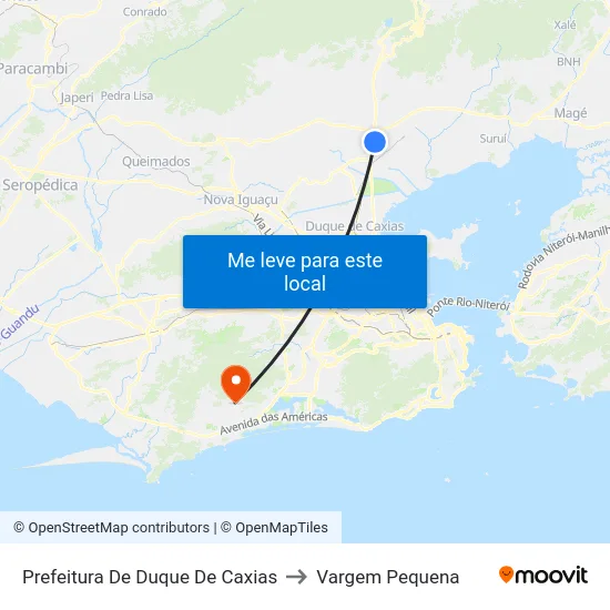 Prefeitura De Duque De Caxias to Vargem Pequena map