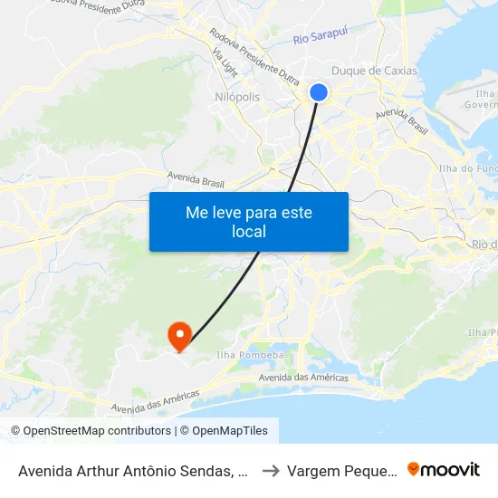 Avenida Arthur Antônio Sendas, 900 to Vargem Pequena map