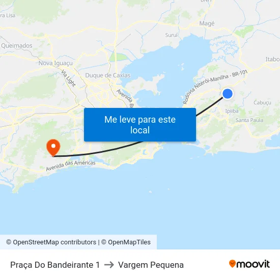 Praça Do Bandeirante 1 to Vargem Pequena map