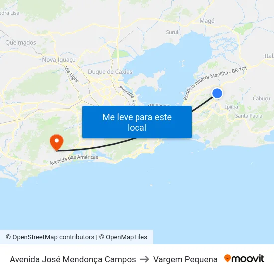 Avenida José Mendonça Campos to Vargem Pequena map